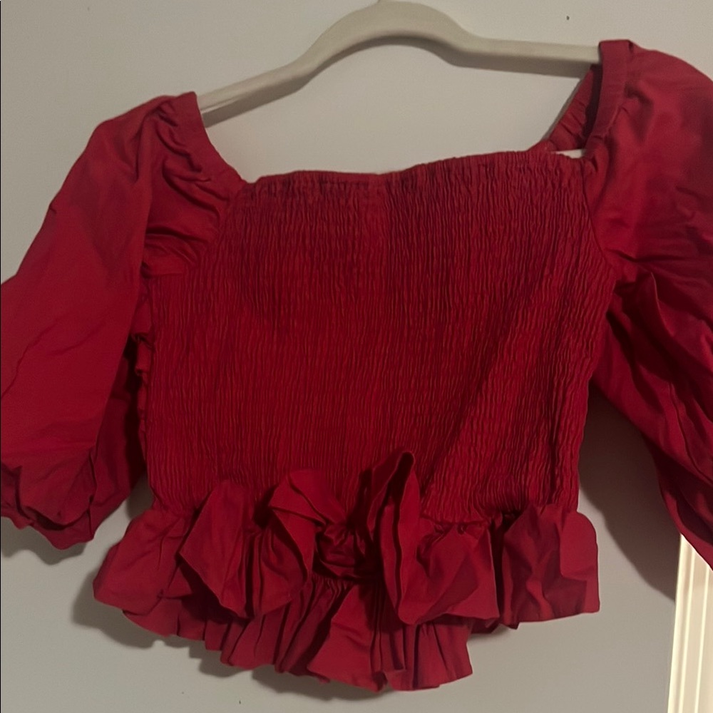 Forever 21 Red Ruffled Crop Top - Picture 3 of 3